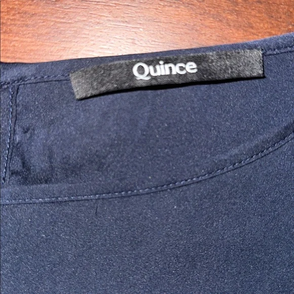 Quince Washable Navy Stretch Silk Tee Dress in Size Medium - Picture 4 of 7